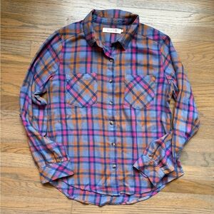Billy T Road Trip Women's Plaid Button-Down Raspberry Soft Flannel size XS